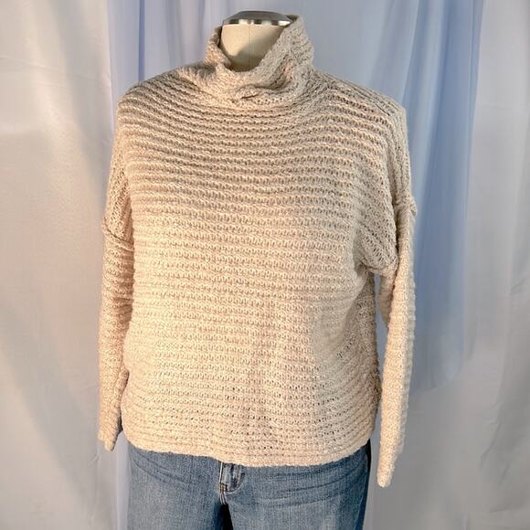 aerie Sweaters - Aerie beige comfy wool blend mock neck loose knit pullover long sleeve sweater S
